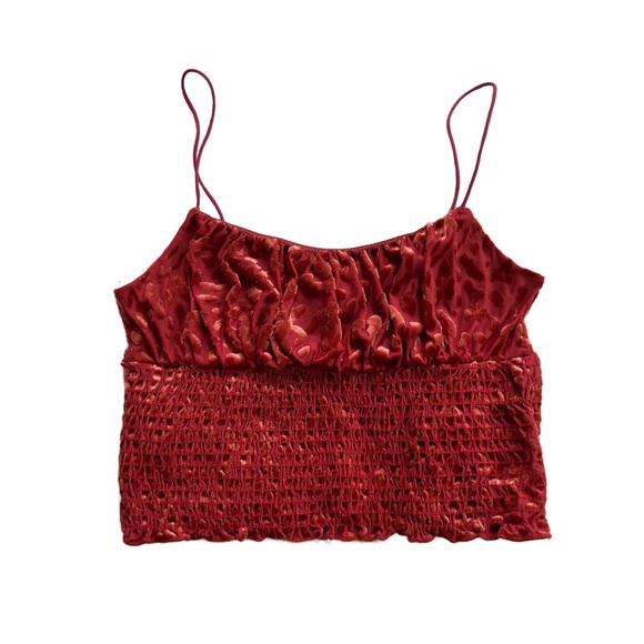 Urban Outfitters Emma Velvet Smocked Red‎ Cami - Picture 3 of 5